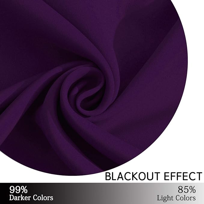 Yakamok Purple Blackout Curtains for Bedroom,Thermal Insulated Blackout Grommet Top Drapes for Living Room,38x54 Inch, 2 Panels
