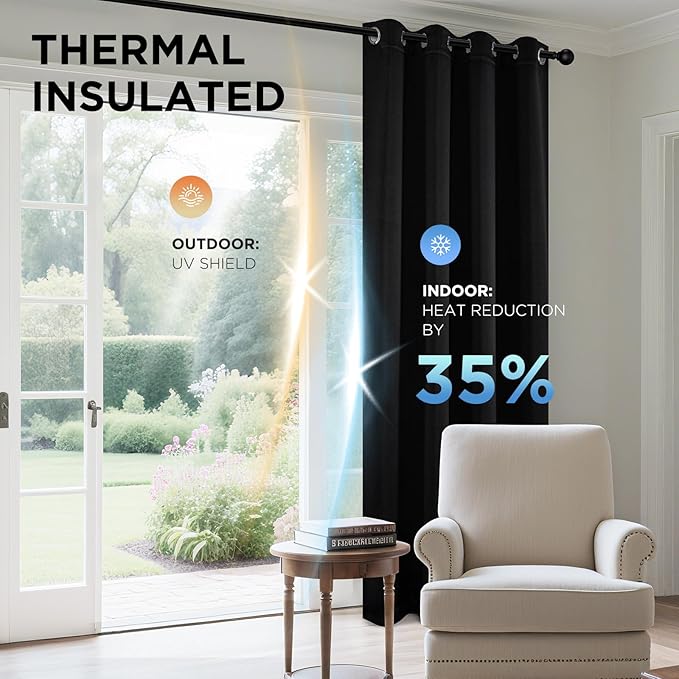Joydeco Blackout Curtains 120 Inch Length 2 Panels Set, Thermal Insulated Long Curtains& Drapes 2 Burg, Christmas Drapes for Living Room Bedroom Window
