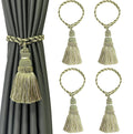 Fenghuangwu 4 Pack Curtain Tie Backs Rope Tassels for Curtains Drape tiebacks Handmade Outdoor Home and Outdoor Decorative (Mix Green, 4p)