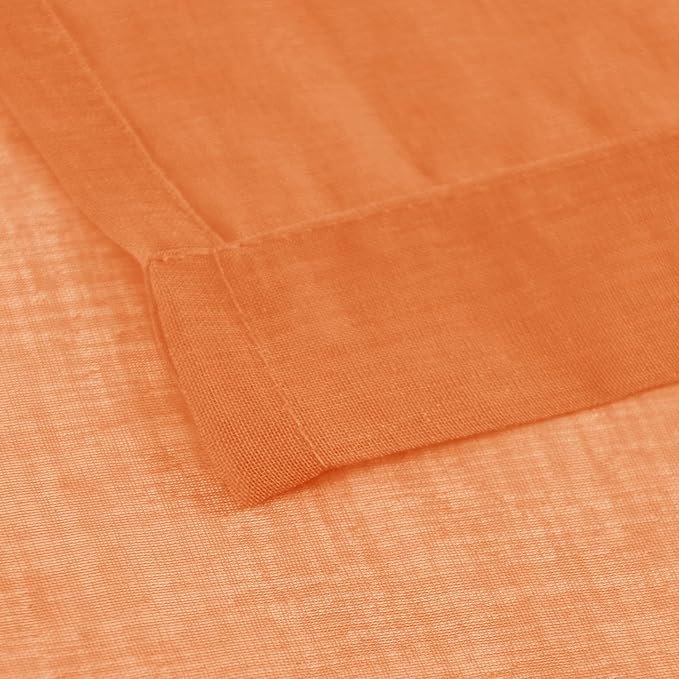 DWCN Sheer Orange Curtains 63 inch Length 2 Panels Set, Rod Pocket Solid Color Gauzy Window Treatments Lightweight Breathable Panels for Bedroom/Kitchen/Living, 2pcs, W52 x L63