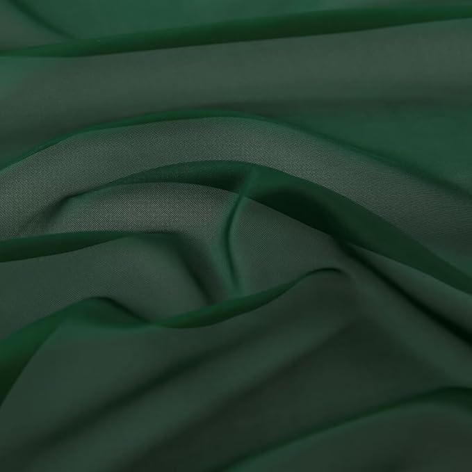 youleyar Solid Sheer Rod Pocket Curtain Voile Draperies 4 Panels White Beige Black Grey Ivory 52 Inch Width 63 Inch Long 1 Pair for Kitchen Bedroom Children Living Room Yard(Foliage Green,52 Wｘ63 L)