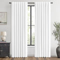 MIULEE 100% Blackout Linen Curtains for Bedroom, Bright White Solid Luxury Decor Thermal Insulation Room Darkening Drapes for Living Room Nursery Back Tab Rod Pocket 42 x 63 Inches, 2 Panels