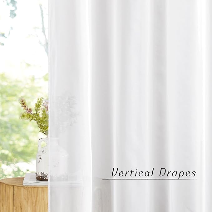 NICETOWN Ivory Sheer Curtains Extra Long 135 inch Length for Large Windows, Grommet Soft and Touching Living Room Window Treatments Sweep to Floor for Villa, W54 x L135, 2 Panels