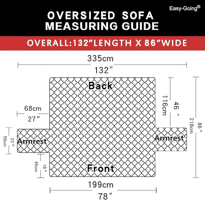 Easy-Going Reversible Oversized Couch Cover for 3 Cushion Couch Sofa Cover for Dogs Water Resistant Furniture Protector Cover with Foam Sticks for Pet (Oversized Sofa, Chocolate/Beige)