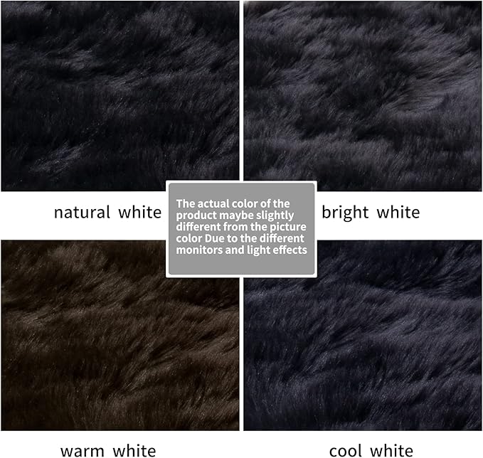Ciicool Faux Fur Rug Black Fluffy Area Rugs for Bedroom, Thick Fuzzy Shag Rug Furry Bedside Nursery Rug for Living Room Plush Indoor Floor Carpet for Kids Room Teen Dorm, 3x5 ft