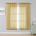 Simplebrand Gold Sheer Curtains, 63" Length, 2 Panels Set - Light Filtering, Rod Pocket Window Curtains for Bedroom (Gold, 59" W x 63" L)