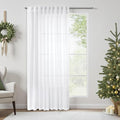 Pitalk Farm House Curtains 5 FT Wide by 84 Inches Long for Bedroom Fabric Sheer Linen Large Drape Light Extra Wide Curtain for Living Room Farmhouse 2 Panels Back Tab & Rod Pocket 60 x 84 Length White