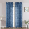 Chyhomenyc Dusty Blue Sheer Curtains 84 Inch Length 2 Panels Set, Light Filtering Tufted Textured Soft Airy Rod Pocket Gentle Leaf Window Treatment Drapes for Bedroom Living Room, 42" Wx84 L, 2PCS