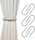 Curtain Tiebacks Ropes, 6pcs Decorative Handmade Tie Backs Curtain Holdbacks Holders Cord for Window Sheer Drapes Indoor Outdoor, Grey