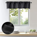 OWENIE Bob 1 PCS Black Valances for Windows, Faux Linen Textured Kitchen Window Curtains Valance for Bedroom Living Room, Modern Soft Airy Solid Rod Pocket Bathroom Cafe Curtain, 60Wx14L Inch