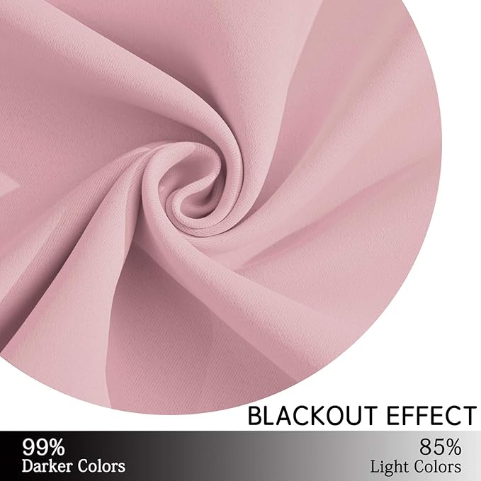 Yakamok Blackout Curtains Room Darkening Thermal Insulated with Grommet Window Curtain for Bedroom, 38Wx54L inch, Pink, 2 Panels