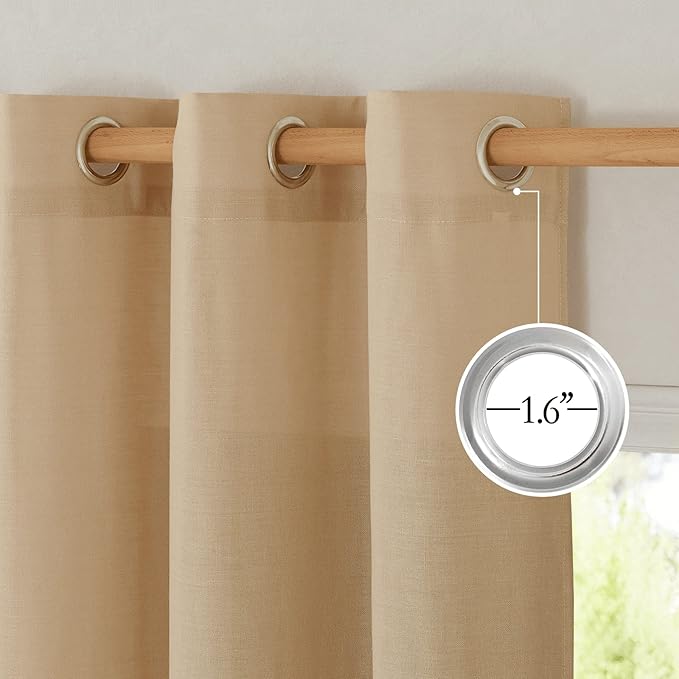 NICETOWN Burlap Linen Kitchen Curtains 36 inch Length, Decorative Thick Flax Small Window Treatments Privacy Assured with Light Filtering for Bedroom/Bathroom, W55 x L36, 2 Panels