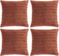 Fancy Homi 4 Packs Rust Decorative Throw Pillow Covers 18x18 Inch for Living Room Couch Bed Sofa, Terracotta Rustic Farmhouse Boho Home Decor, Soft Plush Striped Corduroy Square Cushion Case 45x45 cm