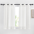 NICETOWN White Semi Sheer Cafe Curtains 24 inch Long, Grommet Linen Blend Causal & Rustic Kitchen Window Curtains & Drapes Light Filtering for Bedroom, W29 x L24, 2 Panels