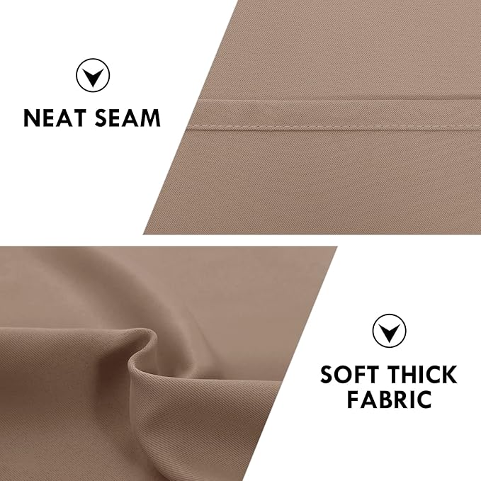 DWCN Blackout Curtains Room Darkening Thermal Insulated Bedroom Curtains Window Curtain Panels, 38 x 63 inches Long, Set of 2 Khaki Rod Pocket Drapes