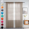youleyar Solid Sheer Rod Pocket Curtain Voile Draperies 2 Panels White Beige Black Grey Ivory 52 Inch Width 84 Inch Long 1 Pair for Kitchen Bedroom Children Living Room Yard (Taupe,52Wｘ84L)