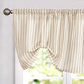 jinchan Tie Up Linen Textured Striped Bow Tie Curtain for Kitchen Bathroom Rod Pocket Pinstripe Valance Window Treatments Ticking Stripe Pull Cord Valance 1 Panel 18 Inch Tan on Linen