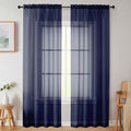 Sheer Navy Blue Curtains for Bedroom Living Room 90 Inches Long 2 Panels Set, Soft Airy Light Filtering Sheer Window Treatments, Modern Rod Pocket Curtains Drapes, Each 42" Wx90 L Inch