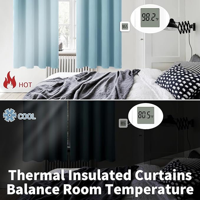 BGment Room Darkening Curtains 95 Inches Long - Grommet Thermal Insulated Drapes Window Treatment Curtains for Bedroom, 2 Panels, 52 x 95 Inch, Greyish Blue