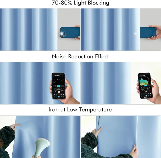 MIULEE Sky Blue Back Tab Blackout Curtains 120 Inch Long 2 Panels Set for Bedroom, Rod Pocket/Pinch Pleated Extra Long Thermal Insulated Living Room Darkening Light Blocking 10FT Drapes