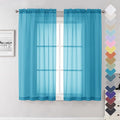 Lecloud Turquoise Sheer Curtains 63 Inch Length 2 Panels, Light Filtering Voile Airy Drapes for Bedroom Windows, Dual Rod Pocket Living Room Sheer Curtains, 40 W x 63 L Inches