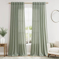 Desert Sage Linen Curtains for Living Room 105 Inches Long Light Filtering Semi Sheer Curtain Back Tab Rustic Farmhouse Decor Elegant Luxury Boho Drapes for Bedroom Dinner Room 52x105, 2 Panels