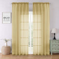 Lecloud Gold Sheer Curtains 90 Inches Long 2 Panels Set, Living Room Curtains for Bedroom Decor Dual Rod Pocket, Farmhouse Airy Light Filtering Solid Dining Room Drapes, Each Panel 59" W x 90" L