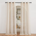 NICETOWN Semi Sheer Beige Curtains 84 inches Long, Grommet Linen Weave Vertical Drapes Semi Sheer Privacy with Light Filtering for Living Room/Bedroom, W36 x L84, 2 Panels