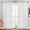 NICETOWN White Sheer Linen Curtains 84 inches Long, Grommet Privacy with Light Filtering Window Treatments Semi Sheer Vertical Drapes for Living Room/Bedroom, W62 x L84, 2 Panels