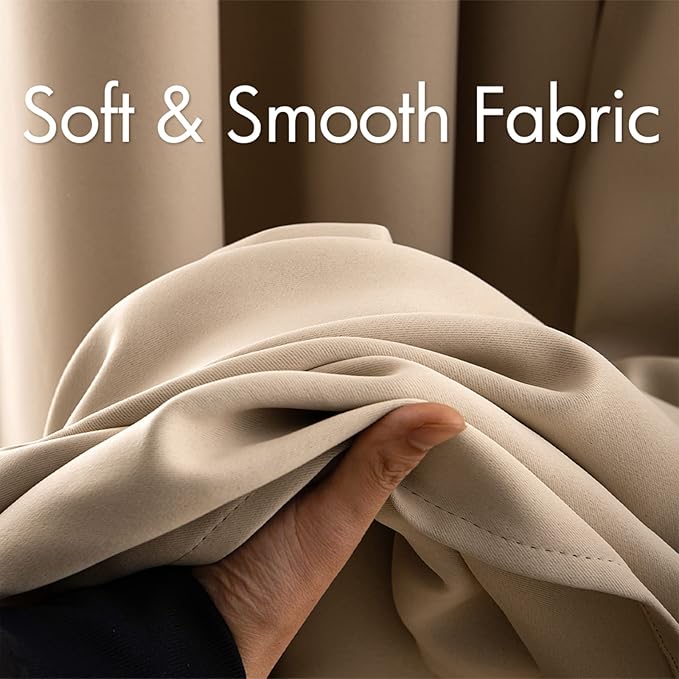 MIULEE Blackout Curtains 96 Inches Long for Bedroom Living Room Thermal Insulated Room Darkening Grommet Top Solid Light Blocking Drapery Set of 2 Window Panels Beige