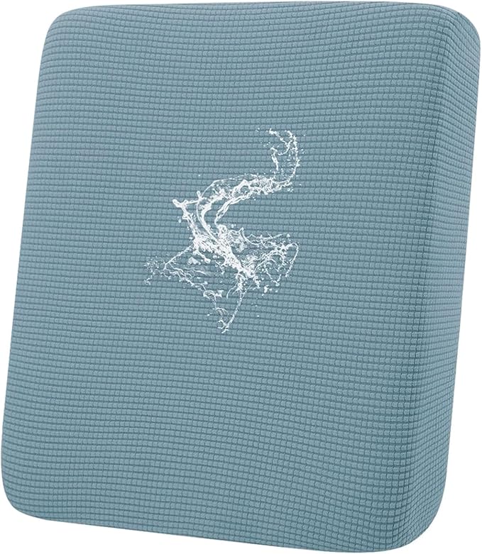 hyha Waterproof Couch Cushion Covers for Pets, Non Slip Sofa Seat Cover for Dogs Washable, Soft Thick Stretch Jacquard Fabric, Sofa Slipcovers with Elastic Bottom (1 Piece for Backrest M, Lake Blue)