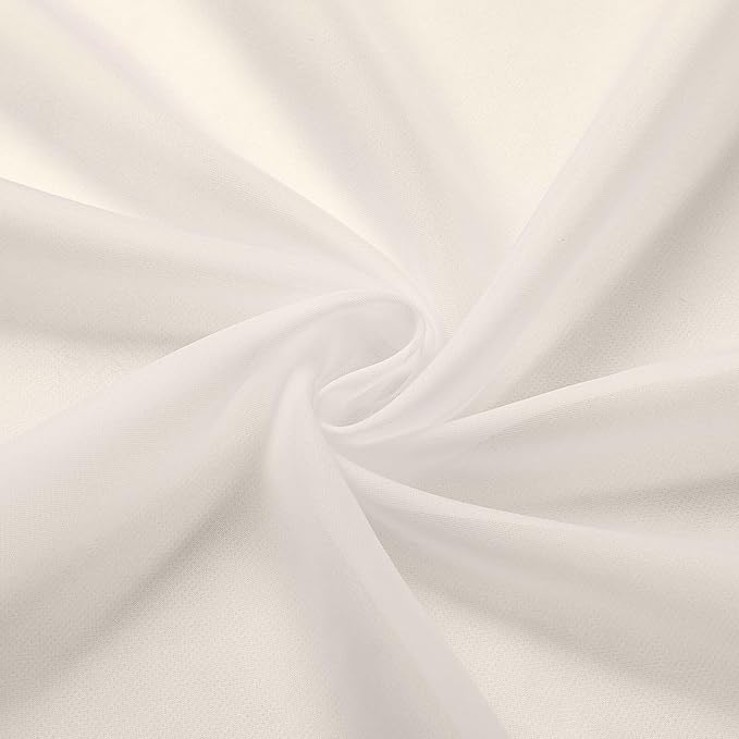 Kitchen Curtains 24 Inch Length Tier 2 Pieces, Cream Sheer Curtain Solid Soft Sheer Short Curtains for Windows, Cafe Bathroom Basement Rod Pocket Drapes, Cream, Each 42" Wx24 L Inches
