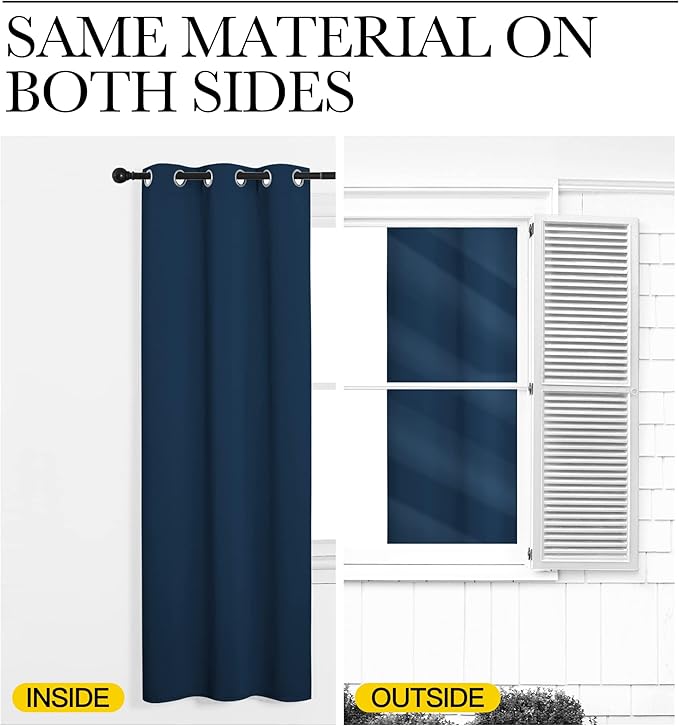 NICETOWN Blackout Curtains for Bedroom, Moroccan Blue, 42 W by 80 L, Set of 2, Thermal Insulated Curtains & Drapes with Grommet Top for Living Room, Privacy Window Treatment Draperies