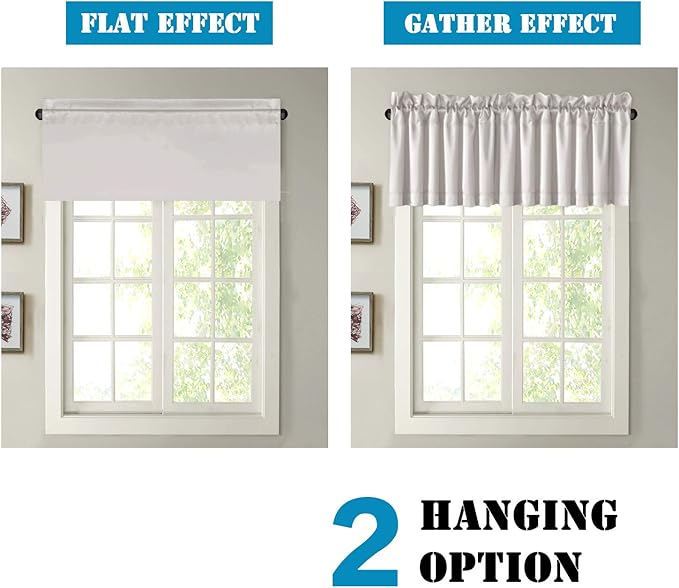 H.VERSAILTEX Blackout Valances for Windows,Kitchen Window Valance Curtains for Living Room/Bedroom/Bathroom Privacy Decorative Rod Pocket ，2 Panels，52" W x 18" L, Stone