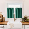 RYB HOME 100% Blackout Bathroom Curtains Over Sink 30 inches Long, Heat & UV Blocking Total Room Darkening Noise Reducing Curtains for Basement RV Campers, Dark Green, 2 Panels Set