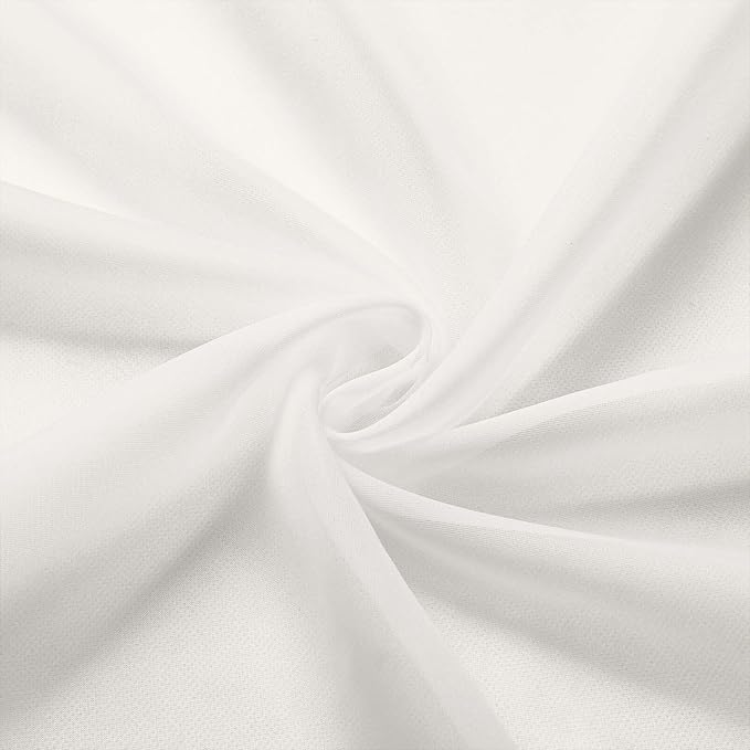 Ivory Kitchen Curtains 30 Inch Length Tier 2 PCS, Solid Soft Airy Half Curtains for Windows, Ivory Sheer Rod Pocket Drapes for Bathroom Basement Small Window, 42" Wx30 L Inches