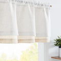 jinchan Linen Valance for Farmhouse Living Room Windows 16 Inch Slubbed Crossed Double Layer Window Valance Light Filtering Rustic Country Overlay Rod Pocket 1 Panel White