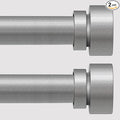 Lootkell 2 Pack Modern Silver Curtain Rods for Windows 66 to 120 Inches Adjustable Heavy Duty 1" Diameter Window Curtain Rod with Decorative Finials for Outdoor Bedroom Kitchen Living Room