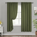 HOMEIDEAS Non-See-Through Olive Green Privacy Sheer Curtains, 52 X 72 Inches Long 2 Panels Sheer Curtains Light Filtering Window Drapes for Bedroom Living Room