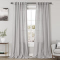 Grey Linen Curtains 108 Inches Long 2 Panels Set for Living Room Extra Long Back Tab Curtains Neutral Farmhouse Light Filtering Semi Sheer Linen Drapes Ceiling to Floor for Large Window 9 FT