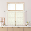 Chyhomenyc Ivory Sheer Curtains 30 Inch Length, Light Filtering Leaf Tufted Textured Small Window Kitchen Curtain Over Sink, Short Half Window Curtains for Bathroom Basement, 30" Wx30 L, 2 Panels