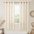 LAMIT Beige Linen Curtains for Living Room 78 Inch Length, Faux Linen Textured Light Filtering Drapes Semi Sheer Bronze Grommet Boho Panels for Farmhouse/Bedroom/Porch, 52 x 78 Inch