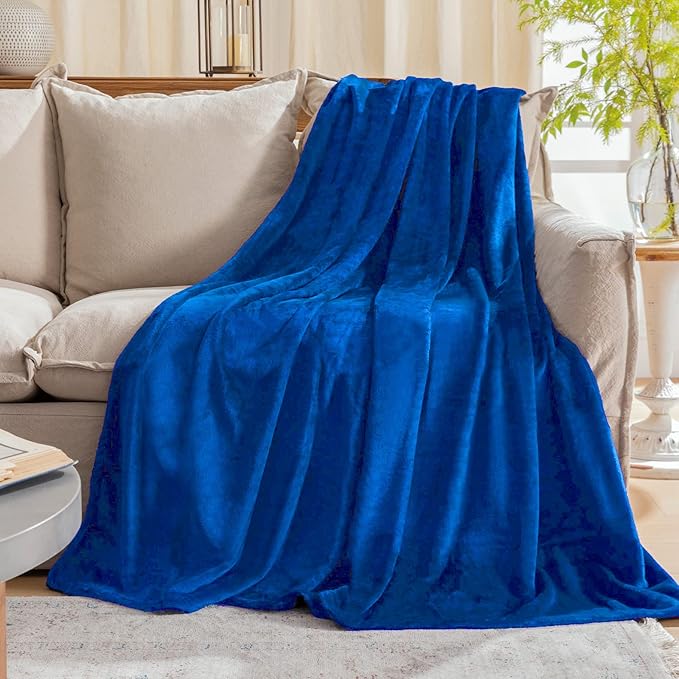 JIAHANNHA Royal Blue Throw Blanket Fleece Blanket Throw Size(50 by 70 Inches),Super Soft Cozy Plush Blanket for Couch Sofa Bed,Lightweight Warm Bed Blankets for Adults,All Season