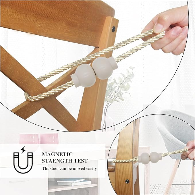 2 Pack Magnetic Curtain Tiebacks Modern Handmade Rope Curtain Tie Backs Decorative Drapes Weave Holdbacks for Home Outdoor Bedroom Office Decorative Curtain, Beige