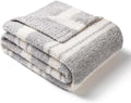 Snuggle Sac Queen Size Bedding Blankets, Super Soft Warm Blankets Cozy Knit Fuzzy Oversized Blankets for Bed, Stripe Grey, 90"x90"