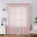 Lecloud Leia Blush Pink Sheer Curtains 84 Inches Long 2 Panels, Airy Leaf Textured Jacquard Drapes, Light Filtering & Privacy Rod Pocket Romantic Window Curtains for Living Room Bedroom, 52" W x 84" L