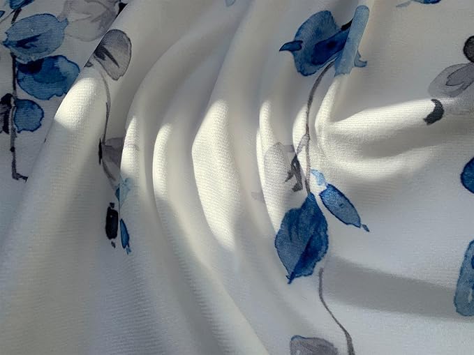 Watercolor Blue Leaves Window Valance for Bedroom Living Room, Grey Leaf Vine Plant Curtains Valanes for Windows, 3" Rod Pocket Window Treatment for Season Home Decorations, 54 x 18 Inch, 1 Panel
