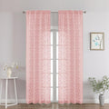 Chyhomenyc Blush Pink Sheer Curtains 90 Inch Length 2 Panels Set, Light Filtering Tufted Textured Soft Airy Rod Pocket Gentle Leaf Window Treatment Drapes for Bedroom Living Room, 42" Wx90 L, 2PCS