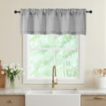 Valances for Windows, Light Filtering Faux Linen Textured Small Short Valance Curtains for Bathroom Basement Farmhouse, Rod Pocket Top Half Curtains for Windows, Gray 52Wx16L Inch