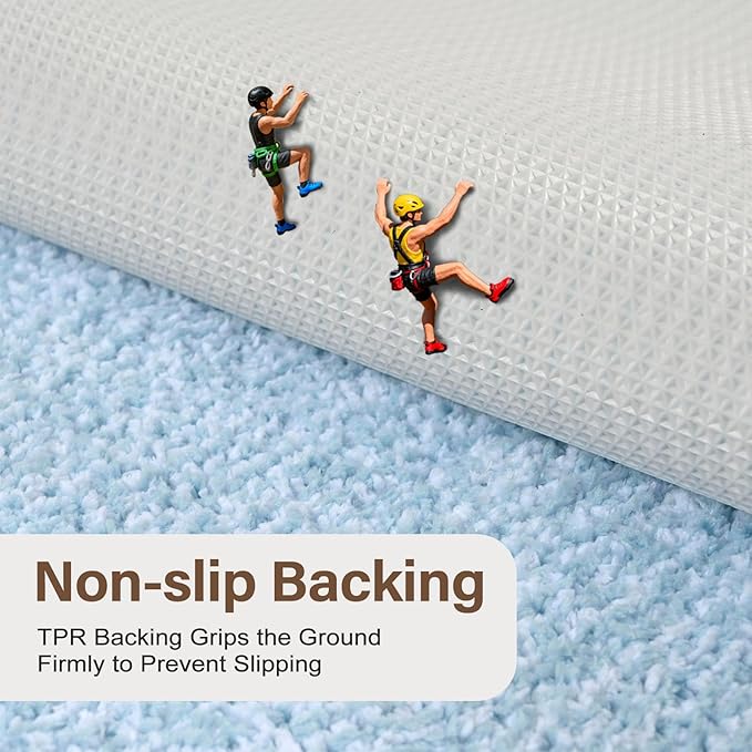 Bathroom Rugs 24x17 Non Slip Washable, Light Blue Bath Mat for Bathroom Floor Tub, Soft Absorbent Quick Dry Mats for Shower, Bathtub,Home Decor